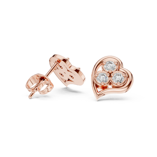 Pair Shot: Round Diamond Earrings with Prong Setting in 14k Rose Gold - Lab Grown - Driona Jewels
