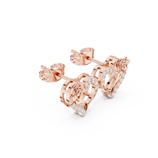 Pair Shot: Round Diamond Earrings with Prong Setting in 14k Rose Gold - Lab Grown - Driona Jewels