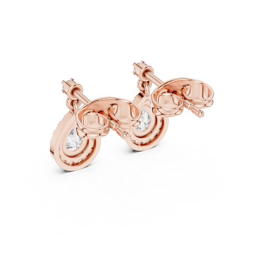 Pair Shot: Round Diamond Earrings with Prong Setting in 14k Rose Gold - Lab Grown - Driona Jewels