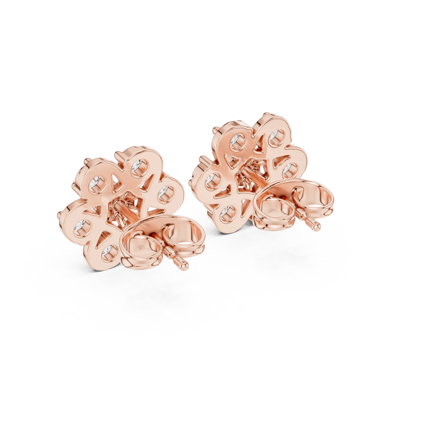 Pair Shot: Round Diamond Earrings with Prong Setting in 14k Rose Gold - Lab Grown - Driona Jewels