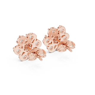 Pair Shot: Round Diamond Earrings with Prong Setting in 14k Rose Gold - Lab Grown - Driona Jewels