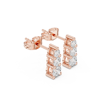 Pair Shot: Round Diamond Earrings with Prong Setting in 14k Rose Gold - Lab Grown - Driona Jewels
