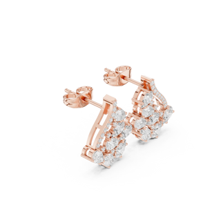 Pair-Shot: Round Diamond Earrings with Prong Setting in 14k Rose Gold - Lab Grown - Driona Jewels