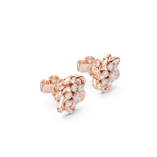 Pair Shot: Round Diamond Earrings with Prong Setting in 14k Rose Gold - Lab Grown - Driona Jewels