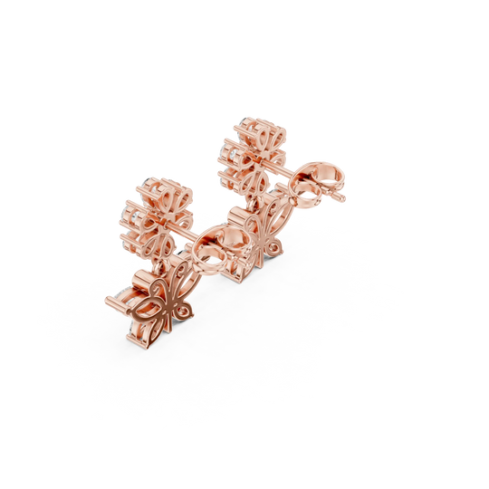 Pair Shot: Round Diamond Earrings with Prong Setting in 14k Rose Gold - Lab Grown - Driona Jewels