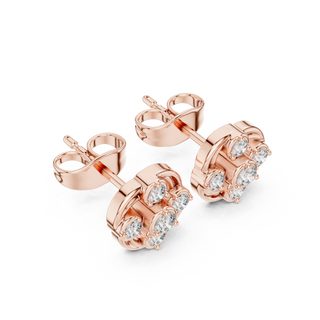 Pair Shot: Round Diamond Earrings with Prong Setting in 14k Rose Gold - Lab Grown - Driona Jewels
