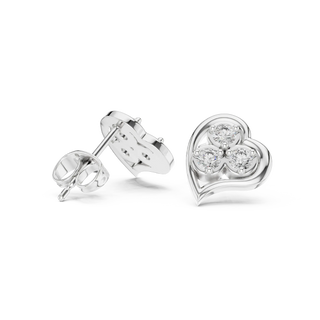 Pair-Shot: Round Diamond Earrings with Prong Setting in 925 Silver - Lab Grown - Driona Jewels