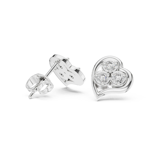 Pair-Shot: Round Diamond Earrings with Prong Setting in 925 Silver - Lab Grown - Driona Jewels