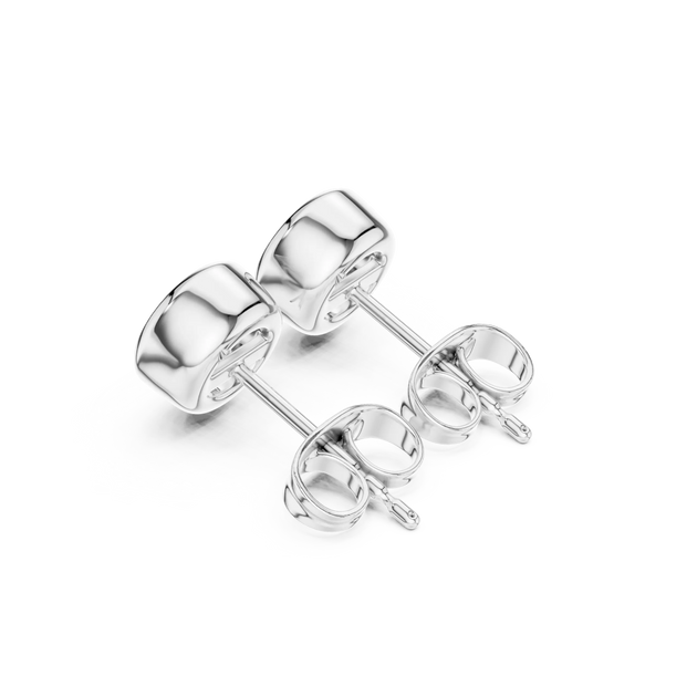 Back View: Round Diamond Earrings with Prong Setting in 14k White Gold - Lab Grown - Driona Jewels