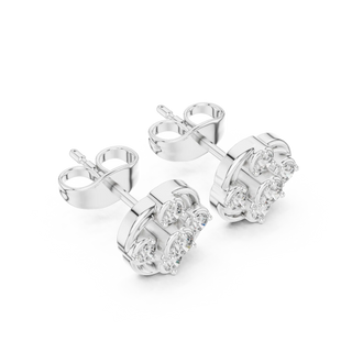 Pair-shot: Round Diamond Earrings with Prong Setting in 14k White Gold - Lab Grown - Driona Jewels