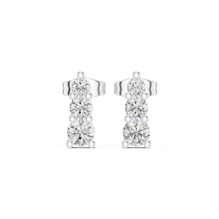 Pair Shot: Round Diamond Earrings with Prong Setting in 14k White Gold - Lab Grown - Driona Jewels