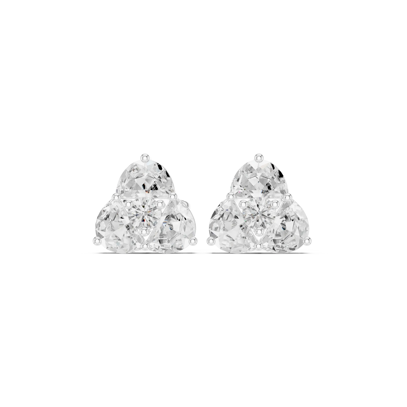 Pair-shot: Round Diamond Earrings with Prong Setting in 14k White Gold - Lab Grown - Driona Jewels