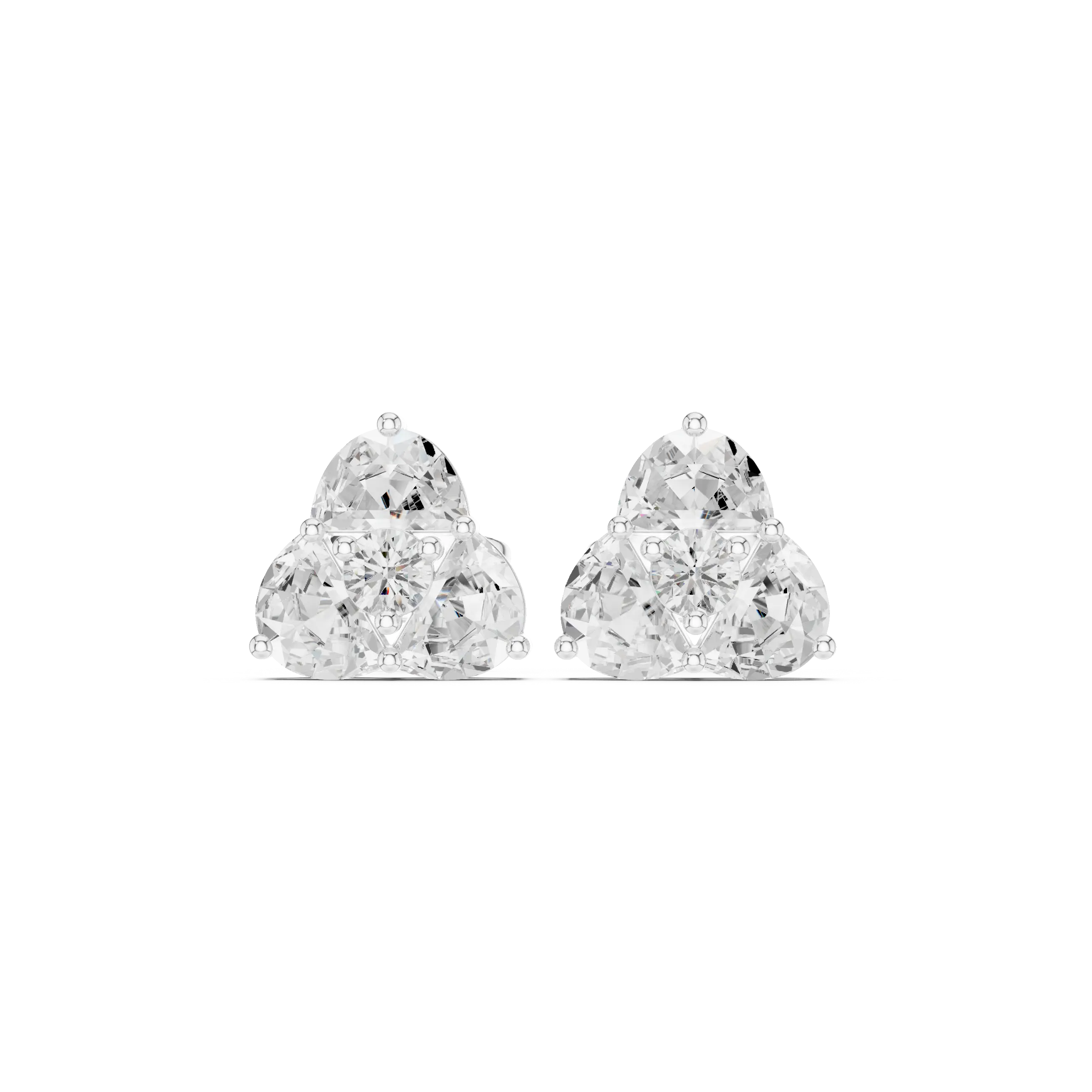 Pair-shot: Round Diamond Earrings with Prong Setting in 14k White Gold - Lab Grown - Driona Jewels