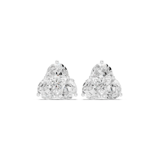 Pair-shot: Round Diamond Earrings with Prong Setting in 14k White Gold - Lab Grown - Driona Jewels