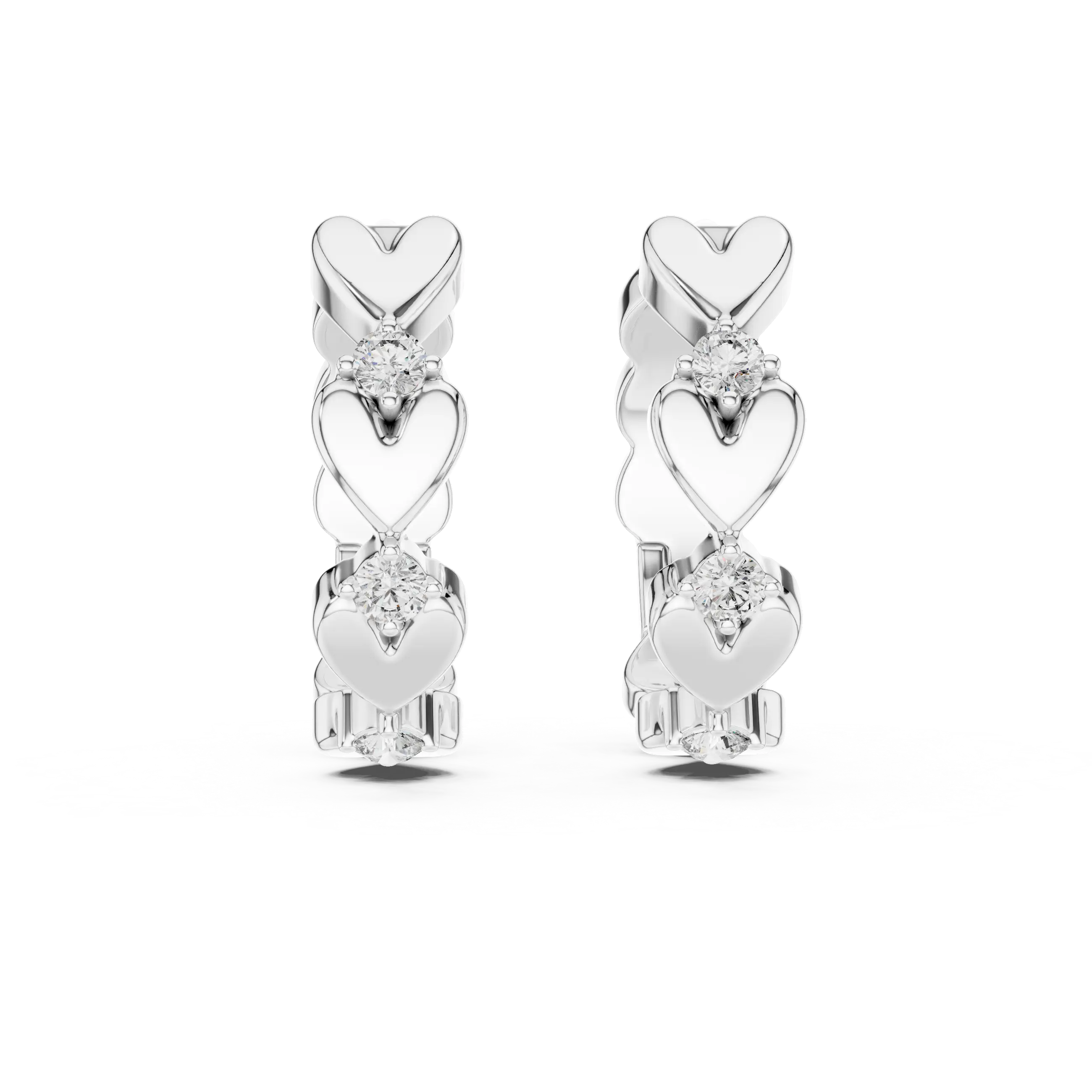 Pair-Shot: Round Diamond Earrings with Prong Setting in 14k White Gold - Lab Grown - Driona Jewels