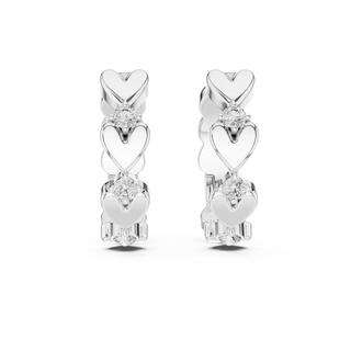 Pair-Shot: Round Diamond Earrings with Prong Setting in 14k White Gold - Lab Grown - Driona Jewels