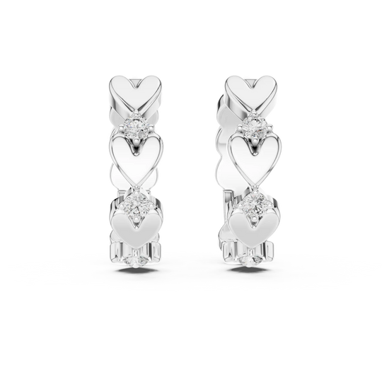 Pair-Shot: Round Diamond Earrings with Prong Setting in 14k White Gold - Lab Grown - Driona Jewels