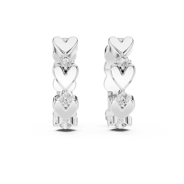 Pair-Shot: Round Diamond Earrings with Prong Setting in 14k White Gold - Lab Grown - Driona Jewels