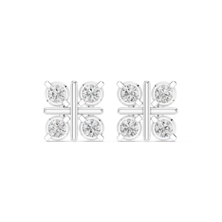 Pair-Shot: Round Diamond Earrings with Prong Setting in 14k White Gold - Lab Grown - Driona Jewels