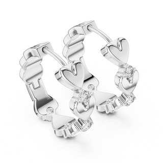 Pair-Shot: Round Diamond Earrings with Prong Setting in 14k White Gold - Lab Grown - Driona Jewels