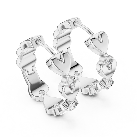 Pair-Shot: Round Diamond Earrings with Prong Setting in 14k White Gold - Lab Grown - Driona Jewels