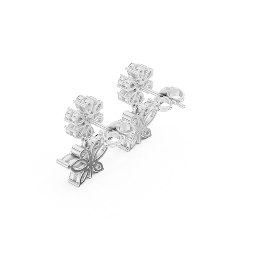 Top View: Round Diamond Earrings with Prong Setting in 14k White Gold - Lab Grown - Driona Jewels