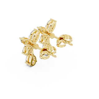 Back-View: Round Diamond Earrings with Prong Setting in 14k Yellow Gold - Lab Grown - Driona Jewels