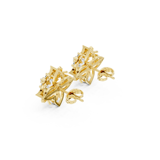 Back View: Round Diamond Earrings with Prong Setting in 14k Yellow Gold - Lab Grown - Driona Jewels