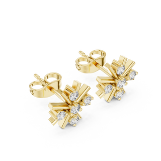 Pair Shot: Round Diamond Earrings with Prong Setting in 14k Yellow Gold - Lab Grown - Driona Jewels