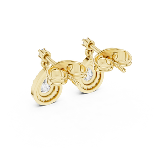 Pair Shot: Round Diamond Earrings with Prong Setting in 14k Yellow Gold - Lab Grown - Driona Jewels