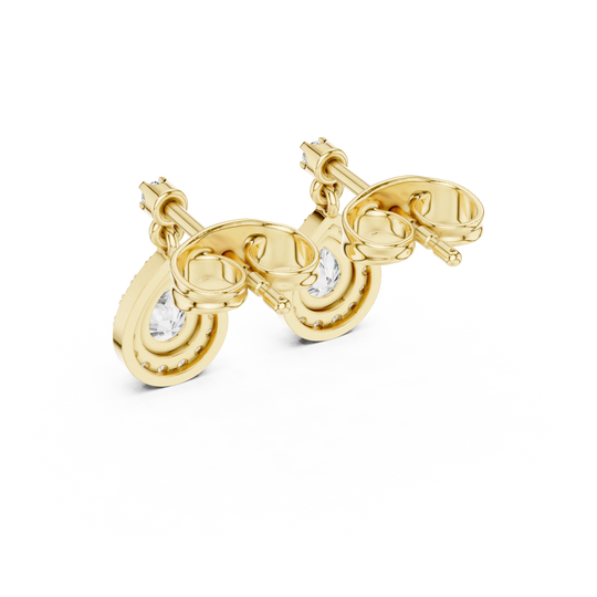 Pair Shot: Round Diamond Earrings with Prong Setting in 14k Yellow Gold - Lab Grown - Driona Jewels