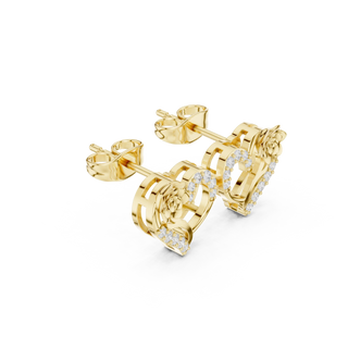 Pair Shot: Round Diamond Earrings with Prong Setting in 14k Yellow Gold - Lab Grown - Driona Jewels