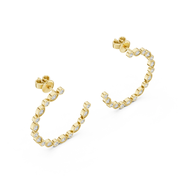 Pair Shot: Round Diamond Earrings with Prong Setting in 14k Yellow Gold - Lab Grown - Driona Jewels