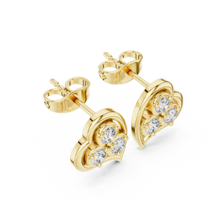 Pair Shot: Round Diamond Earrings with Prong Setting in 14k Yellow Gold - Lab Grown - Driona Jewels