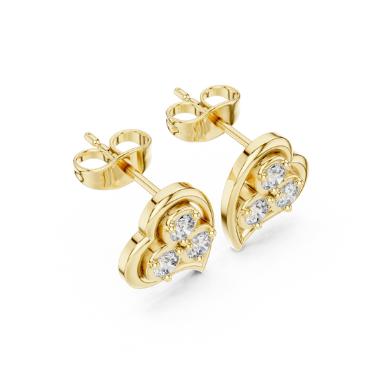 Pair Shot: Round Diamond Earrings with Prong Setting in 14k Yellow Gold - Lab Grown - Driona Jewels