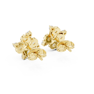 Pair Shot: Round Diamond Earrings with Prong Setting in 14k Yellow Gold - Lab Grown - Driona Jewels
