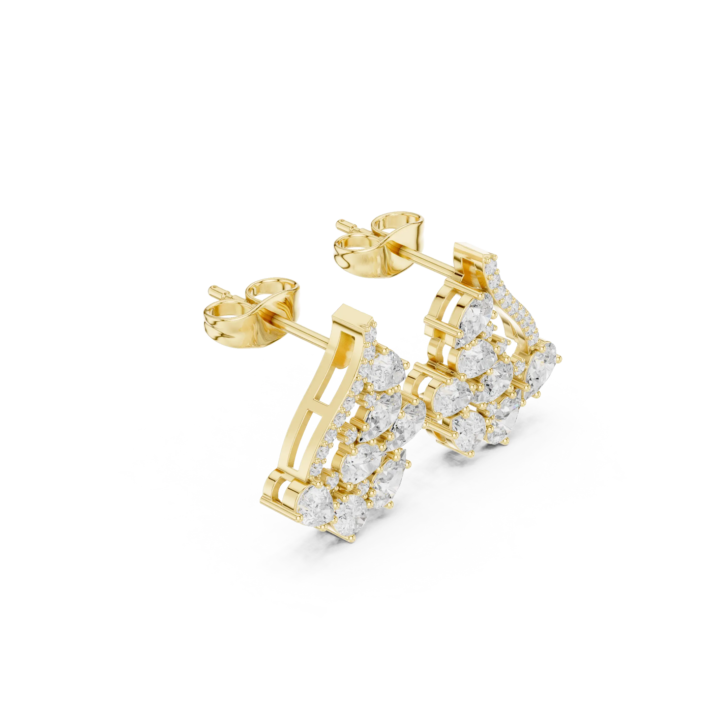 Pair Shot: Round Diamond Earrings with Prong Setting in 14k Yellow Gold - Lab Grown - Driona Jewels