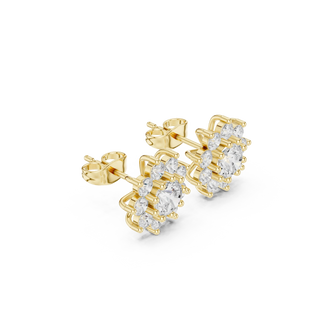Pair Shot: Round Diamond Earrings with Prong Setting in 14k Yellow Gold - Lab Grown - Driona Jewels