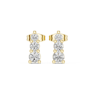 Pair Shot: Round Diamond Earrings with Prong Setting in 14k Yellow Gold - Lab Grown - Driona Jewels