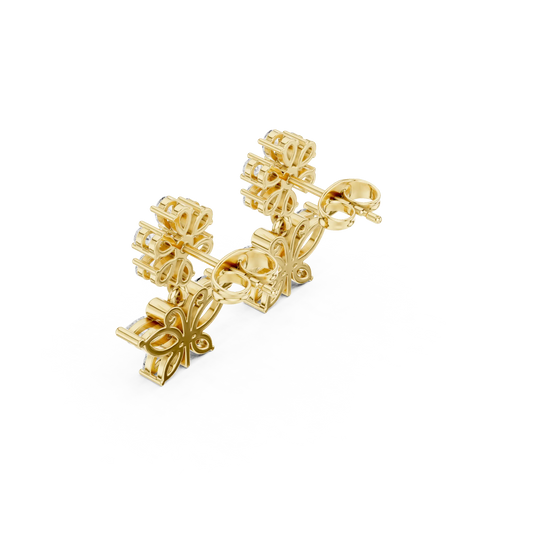 Pair-shot: Round Diamond Earrings with Prong Setting in 14k Yellow Gold - Lab Grown - Driona Jewels
