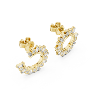 Pair Shot: Round Diamond Earrings with Prong Setting in 14k Yellow Gold - Lab Grown - Driona Jewels