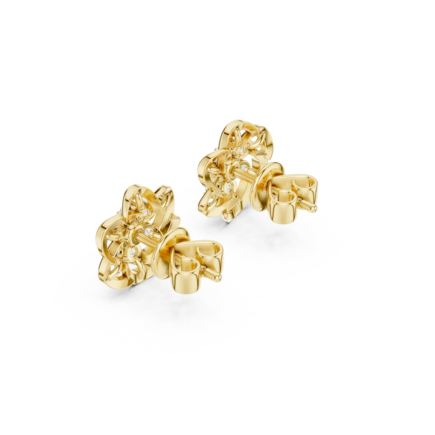 Pair Shot: Round Diamond Earrings with Prong Setting in 14k Yellow Gold - Lab Grown - Driona Jewels