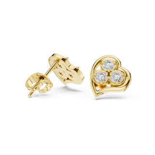 Pair-Shot: Round Diamond Earrings with Prong Setting in 14k Yellow Gold - Lab Grown - Driona Jewels