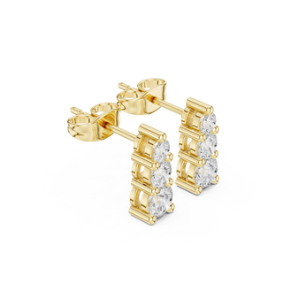 Pair Shot: Round Diamond Earrings with Prong Setting in 14k Yellow Gold - Lab Grown - Driona Jewels