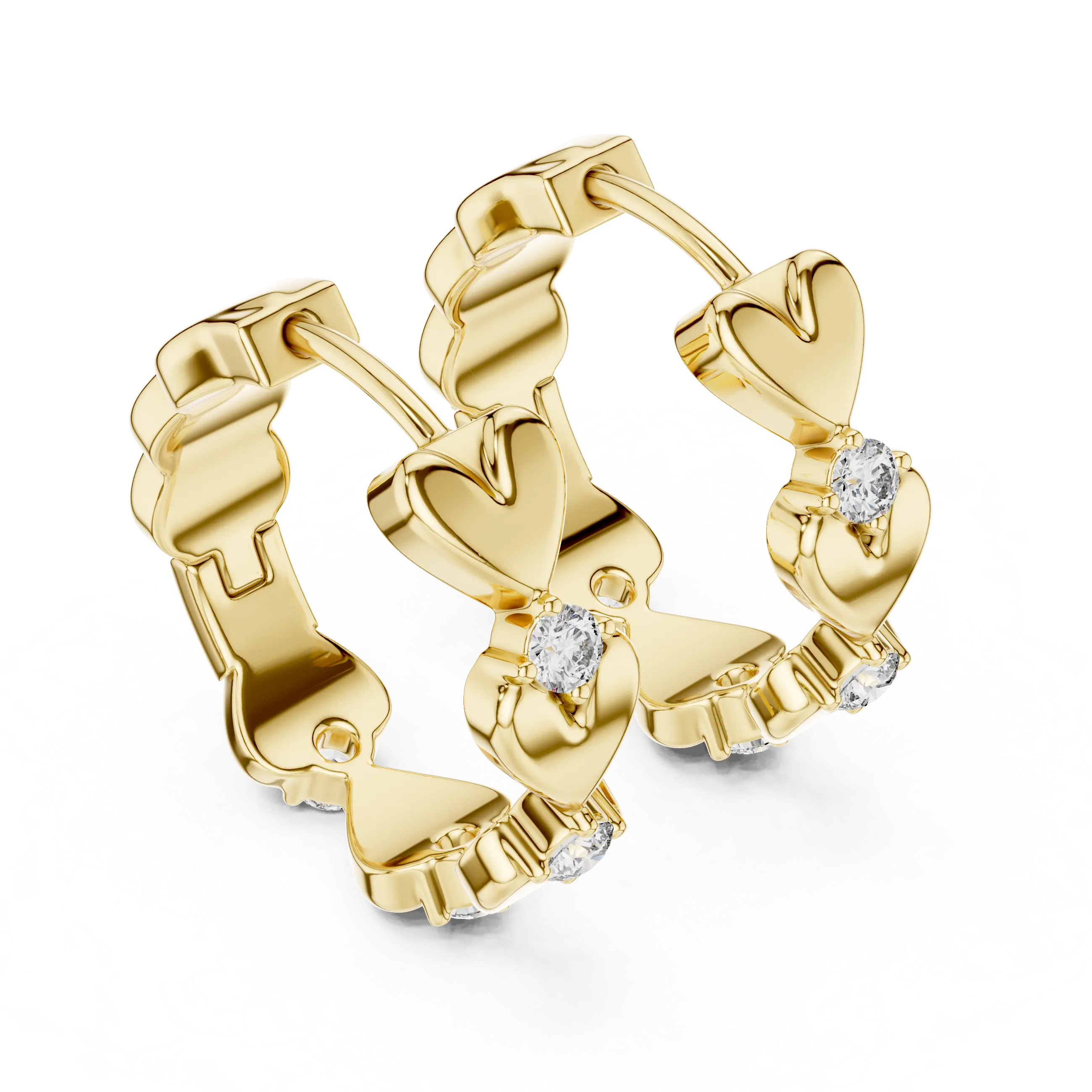 Pair Shot: Round Diamond Earrings with Prong Setting in 14k Yellow Gold - Lab Grown - Driona Jewels