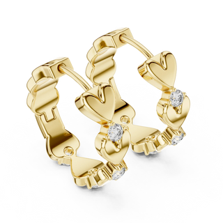 Pair Shot: Round Diamond Earrings with Prong Setting in 14k Yellow Gold - Lab Grown - Driona Jewels
