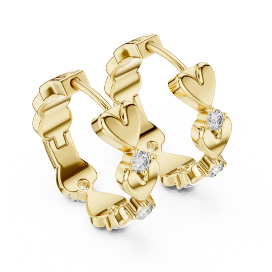 Pair Shot: Round Diamond Earrings with Prong Setting in 14k Yellow Gold - Lab Grown - Driona Jewels