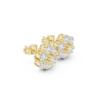 Pair Shot: Round Diamond Earrings with Prong Setting in 14k Yellow Gold - Lab Grown - Driona Jewels