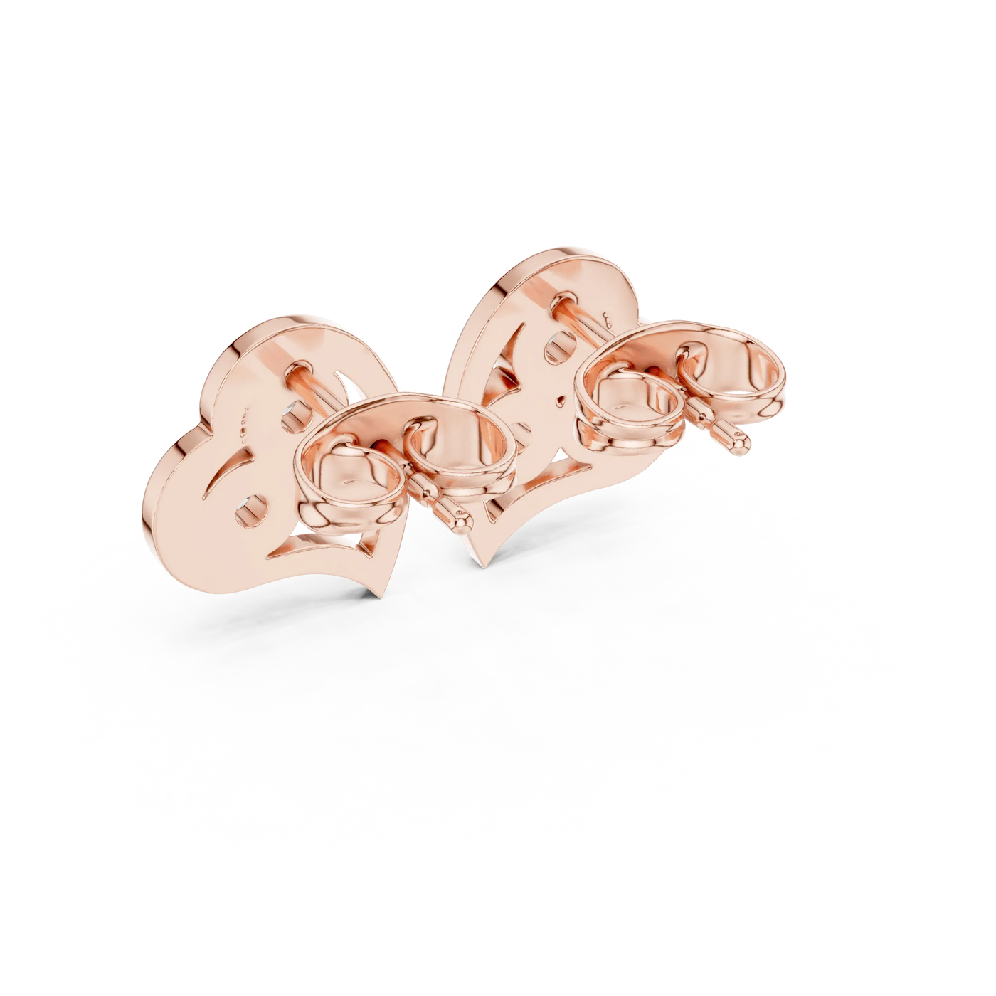 Back-view: Round Diamond Earrings with Stud Setting in 14k Rose Gold - Lab Grown - Driona Jewels