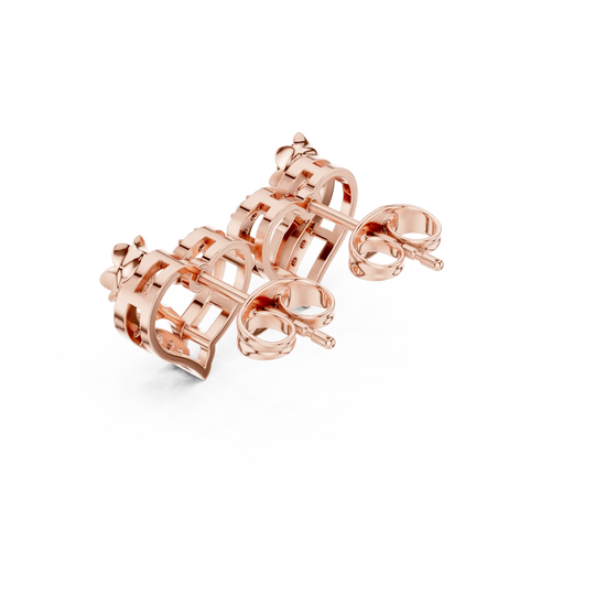 Back-View: Round Diamond Earrings with Stud Setting in 14k Rose Gold - Lab Grown - Driona Jewels
